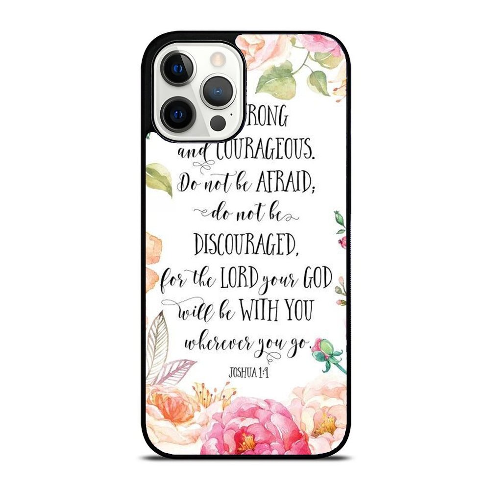 Pretty Floral Watercolor Art Christian Quote Joshua 1 9 iPhone Case